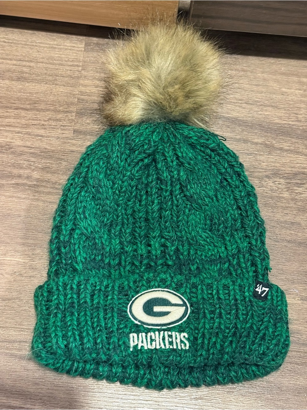 47 Greenbay Packers Pom Knit Beanie with Faux-Fur Pom